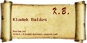Kladek Balázs névjegykártya
