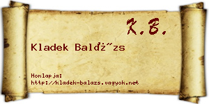 Kladek Balázs névjegykártya